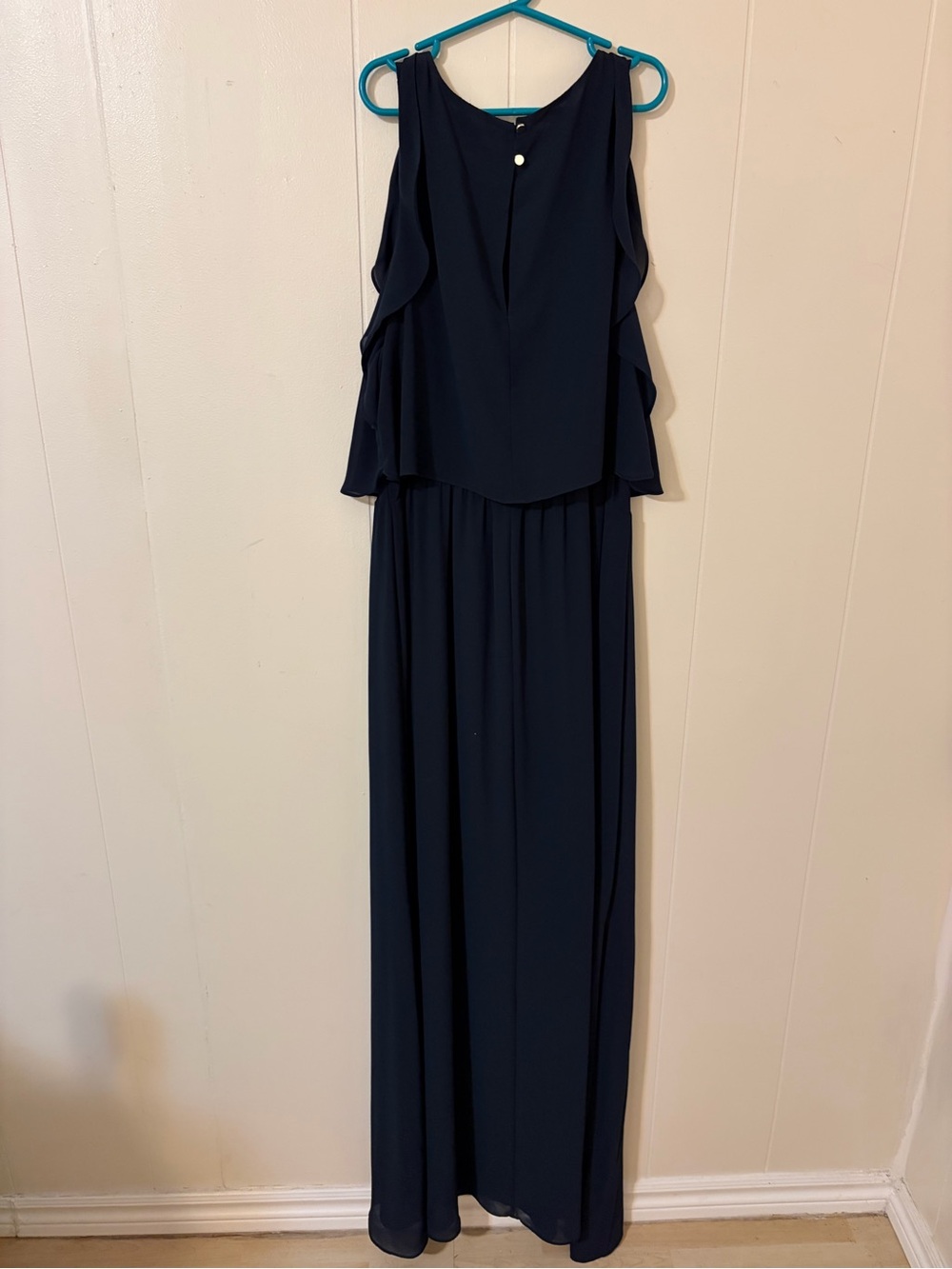 H&M Navy Ruffle-Overlay Maxi Dress - Picture 2 of 6